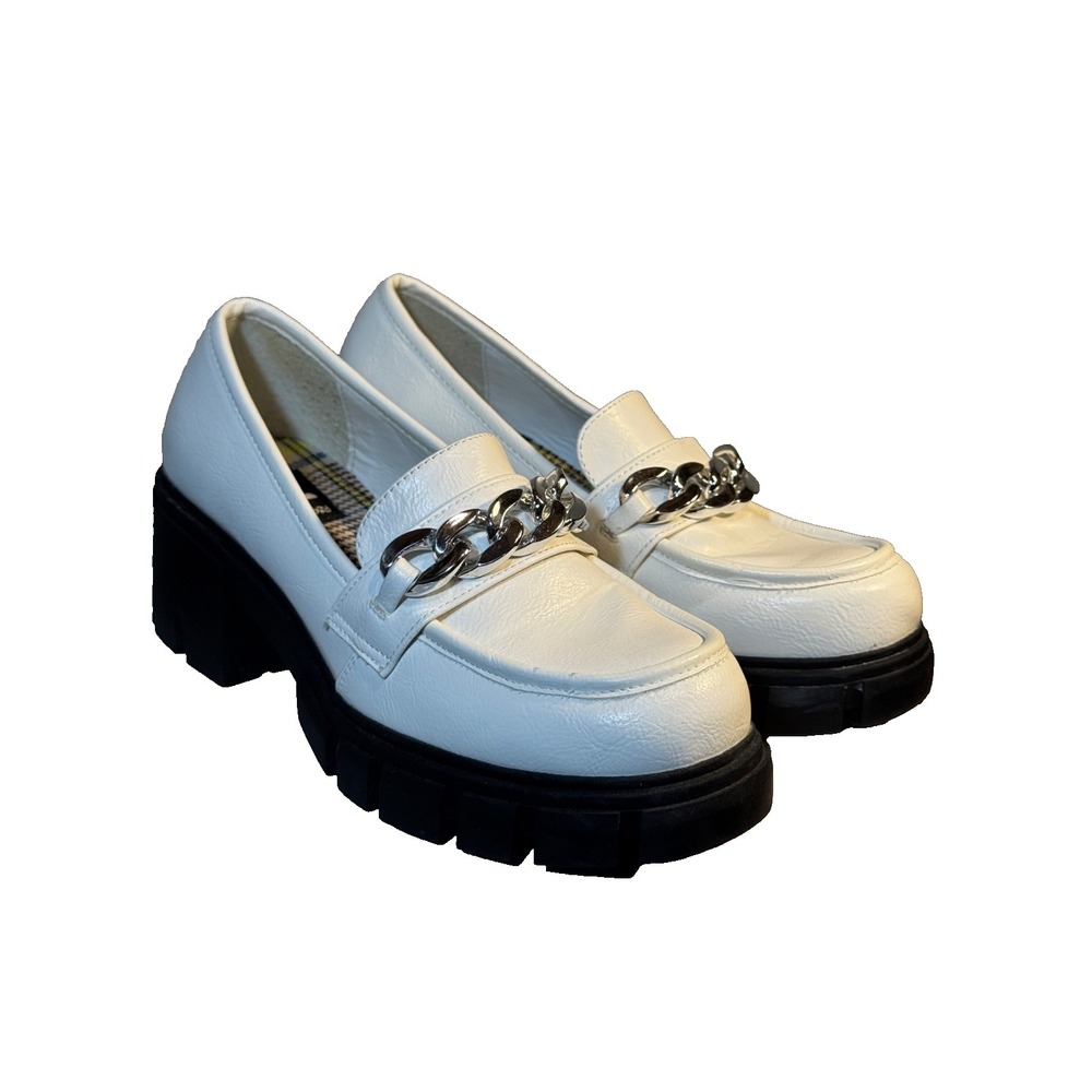 Dirty Laundry Nirvana Chunky Heel Loafer Chain White Sz 7  punk platform shoes